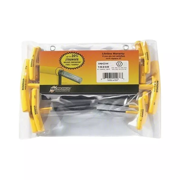 Bondhus ProGuard Hex End T-Handles Protanium Steel 3/32 to 3/8 inch Size (Set of 10)