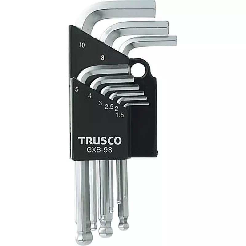 TRUSCO Ball Point L-Shaped Hex Key Set with Ball Point Tip, GXB-9S