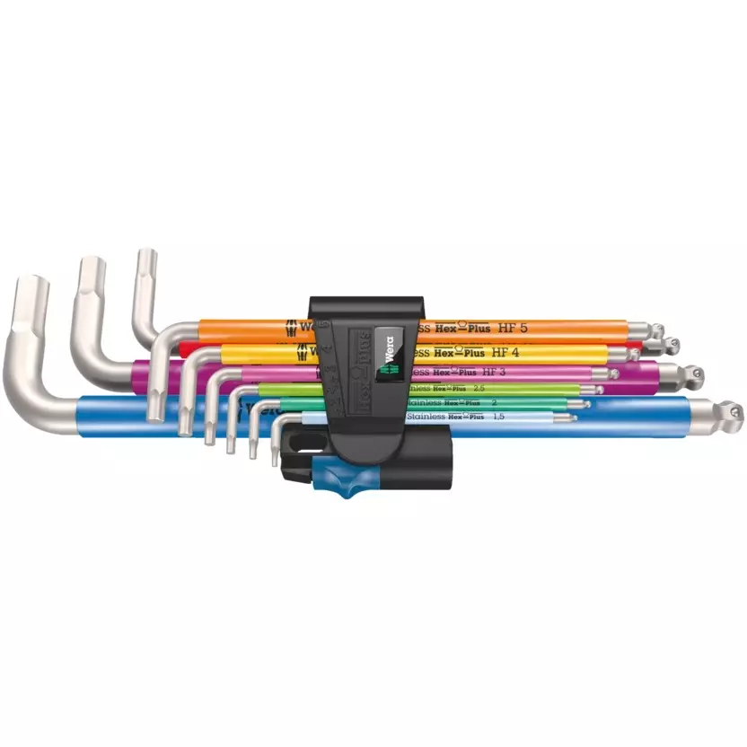 Wera 3950/9 Hex-Plus Multicolour HF Stainless 1 L-Key Set with Holding Function and Hex Plus Shank, 5022699001 (Set of 9)