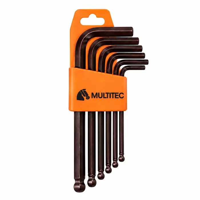 MULTITEC Extra Long Series Ball Ended Allen Keys 1/16-3/16 inch (1.58 - 4.76 mm) Size CVM Alloy Steel, HBLK-200i (6) (Set of 6 Pcs)