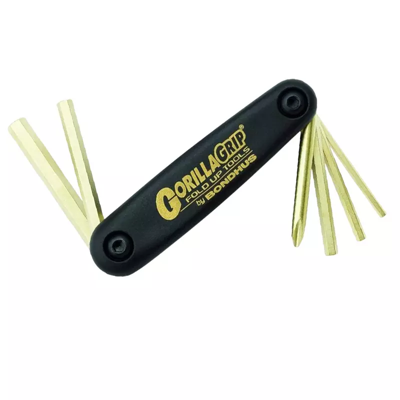 Bondhus 6 in 1 GoldGuard Cycle Buddy GorillaGrip Motorcycle Fold Up PH #2; Hex 3, 4, 5, 6, 8 mm, 12594
