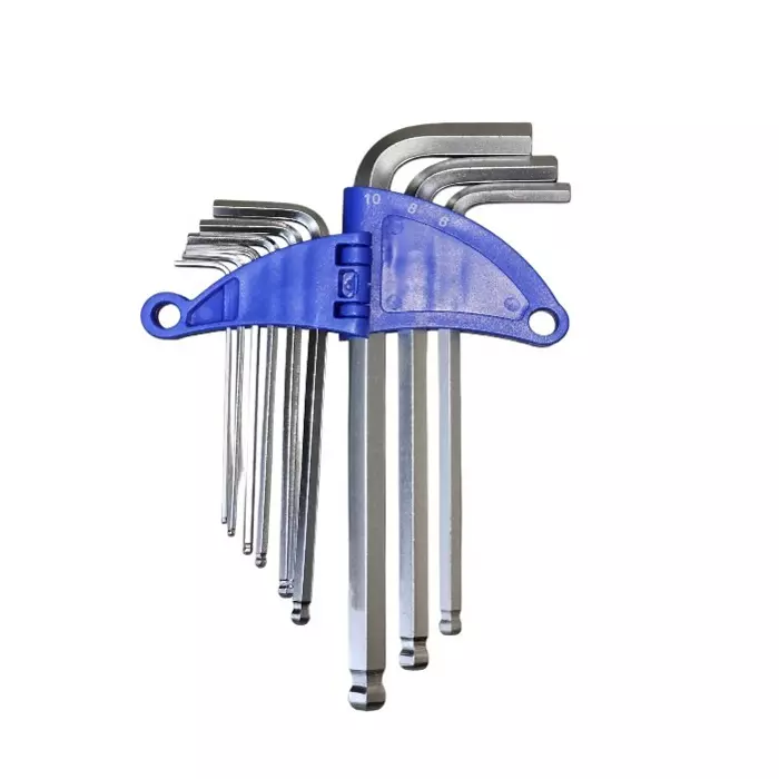 DANMI Long Allen Key Set 1.5 - 10 mm Silver Steel, 170505 (Pack of 9 Pcs)