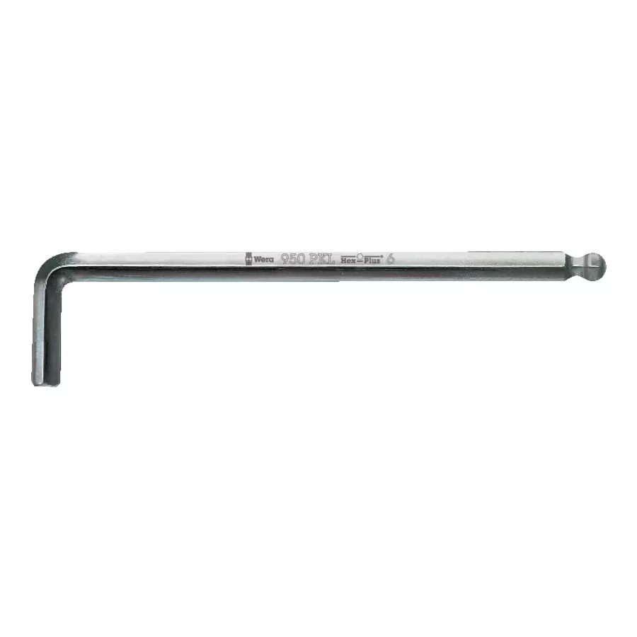 Wera 950 PKL Metric Allen Key with Hex Plus Shank, 100 mm Blade Length and 2.0 mm Wrench Size, 5022052001