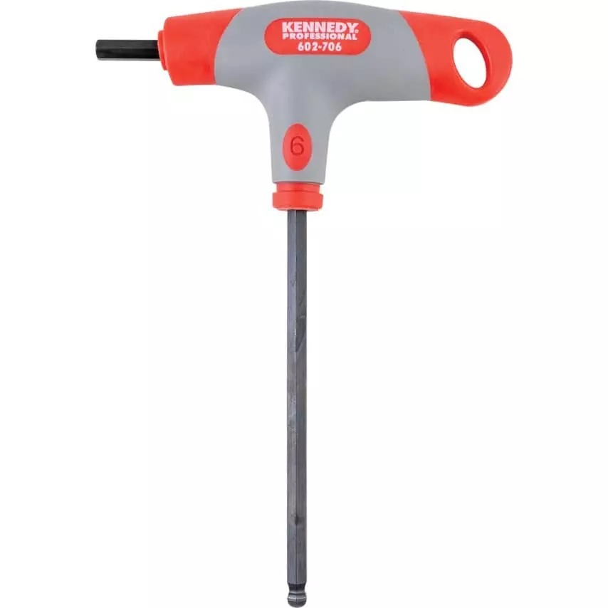 Kennedy Hex Key 6 mm Tip Size Black Oxide Finish Rubber, Polypropylene L-Handle Hex Ball