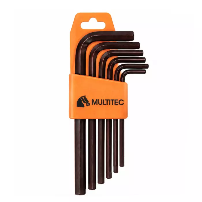 MULTITEC Short Series Standard Hex Allen Keys Without Ball Ended 1/16-3/16 inch (1.58 - 4.76 mm) Size CVM Alloy Steel HSLK-100i (6), (Set of 6 Pcs)