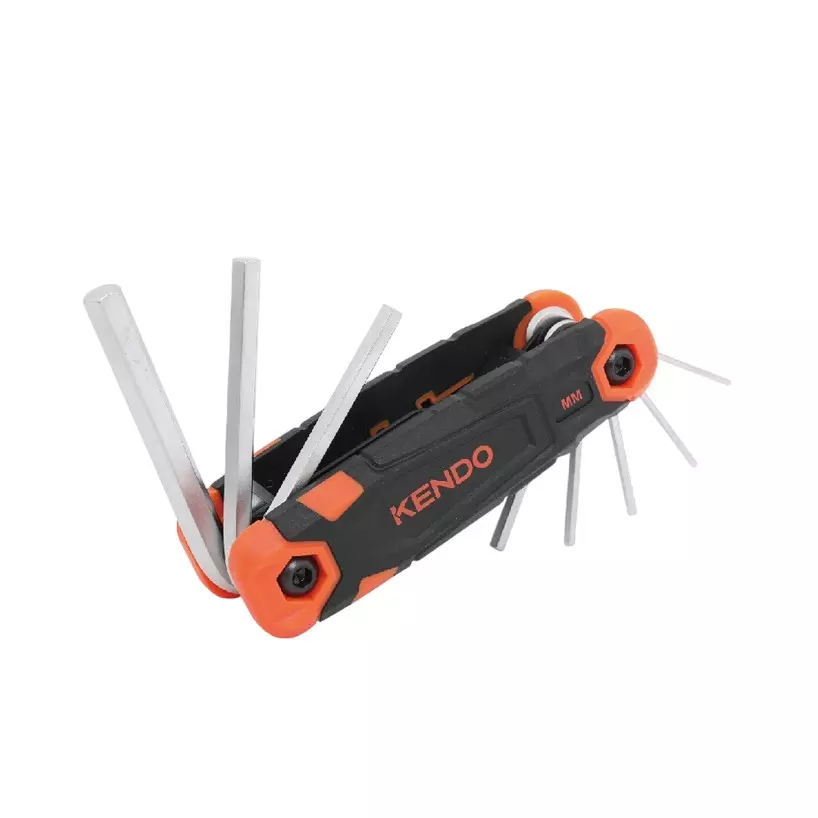 Kendo 8 Pcs Flip and Turn Large Heat-Treated Folding Hex Key Set for Bikes, 20717