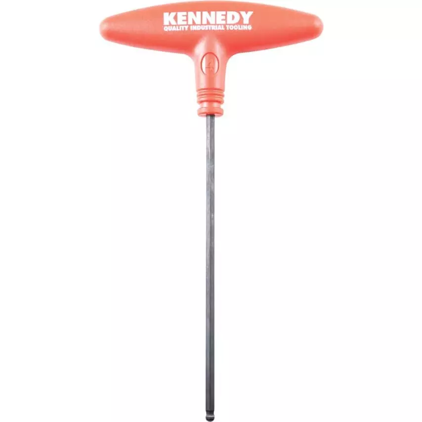 Kennedy Hex Key 4 mm Tip Size Black Oxide Finish Plastic L-Handle Hex Ball