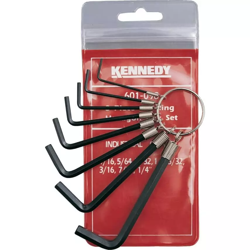 Kennedy Hex Key 1/4, 1/16 inch Tip Size Black Oxide Finish Chrome Vanadium Steel L-Handle Hex (Pack of 8)