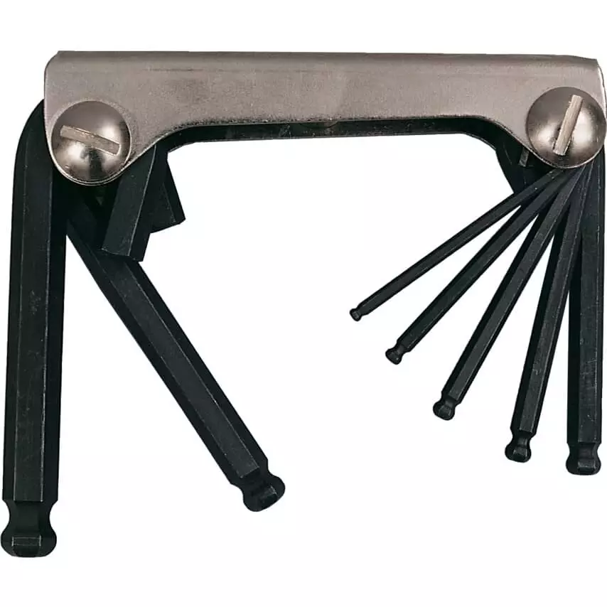 Kennedy Hex Key 3/8, 3/16, 1/4, 3/32, 5/32, 1/8, 5/16 inch Tip Size Black Oxide Finish Steel L-Handle Hex Ball (Pack of 7)