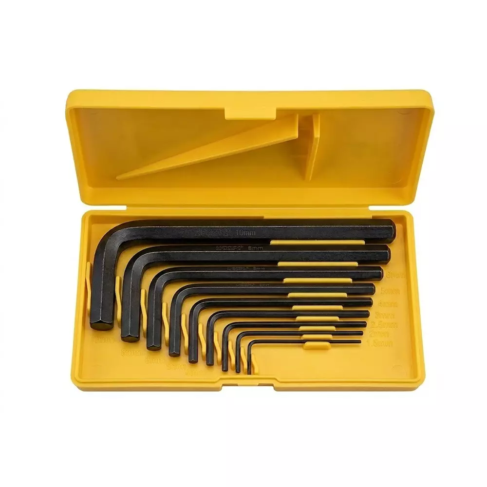 STANLEY 9 Pcs Hex Key Set Black Finish Chrome Vanadium Steel Body Packed in Plastic Case, STMT26000