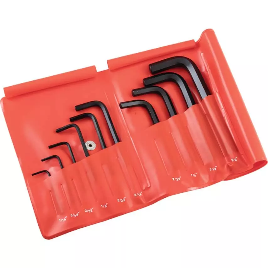 Kennedy Hex Key 3/8, 1/16 inch Tip Size Black Oxide Finish Chrome Vanadium Steel L-Handle Hex (Pack of 10)