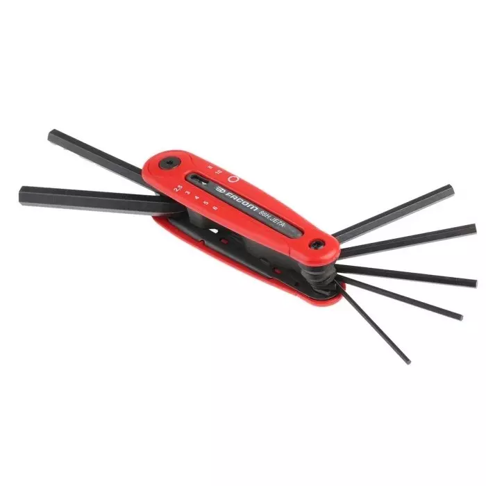 Facom 7 piece Folding Hex Key Set, 2.4, 3, 4, 5, 6, 8 10mm, 86H.JE7A