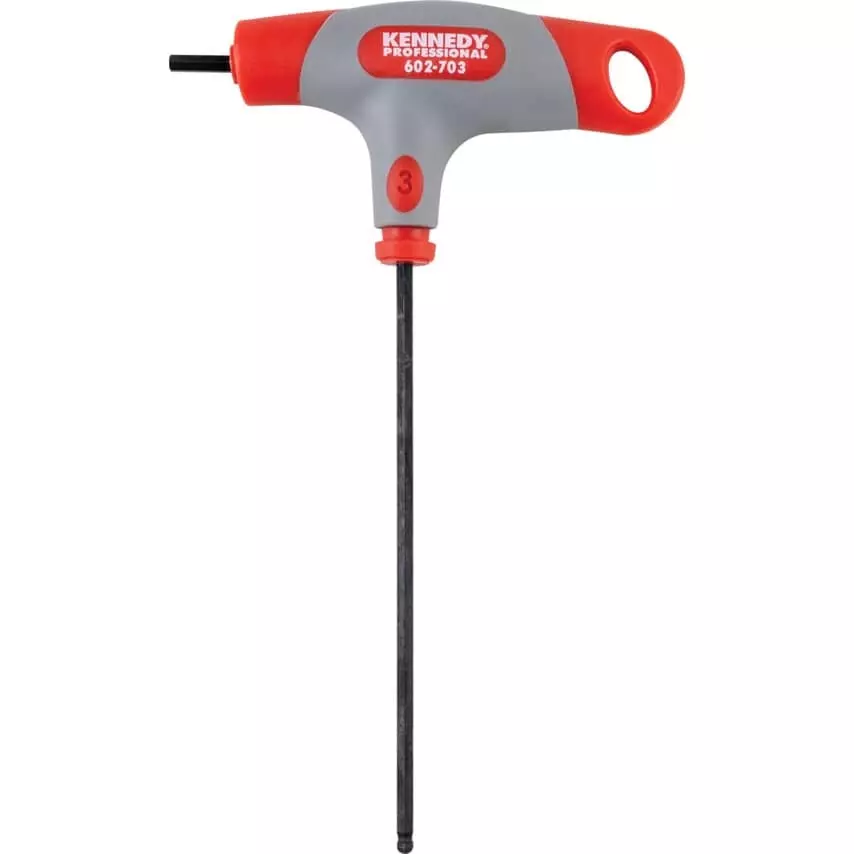 Kennedy Hex Key 3 mm Tip Size Black Oxide Finish Rubber, Polypropylene L-Handle Hex Ball