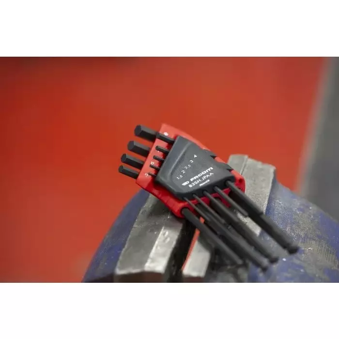 Facom 9 piece L Shape Metric Hex Key Set, 1.5 - 2 - 2.5 - 3 - 4 - 5 - 6 - 8mm, 83SH.JPAAPF