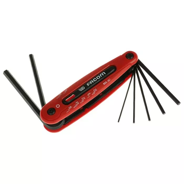 Facom 7 piece Folding Imperial Hex Key Set, 5/64 - 1/4in, 86H.JU7