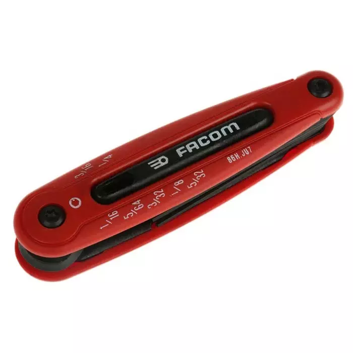 Facom 7 piece Folding Imperial Hex Key Set, 5/64 - 1/4in, 86H.JU7