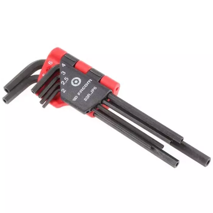 Facom 6 piece L Shape Metric Hex Key Set, 2 - 2.5 - 3 - 4 - 5 - 6mm, 83R.JP6