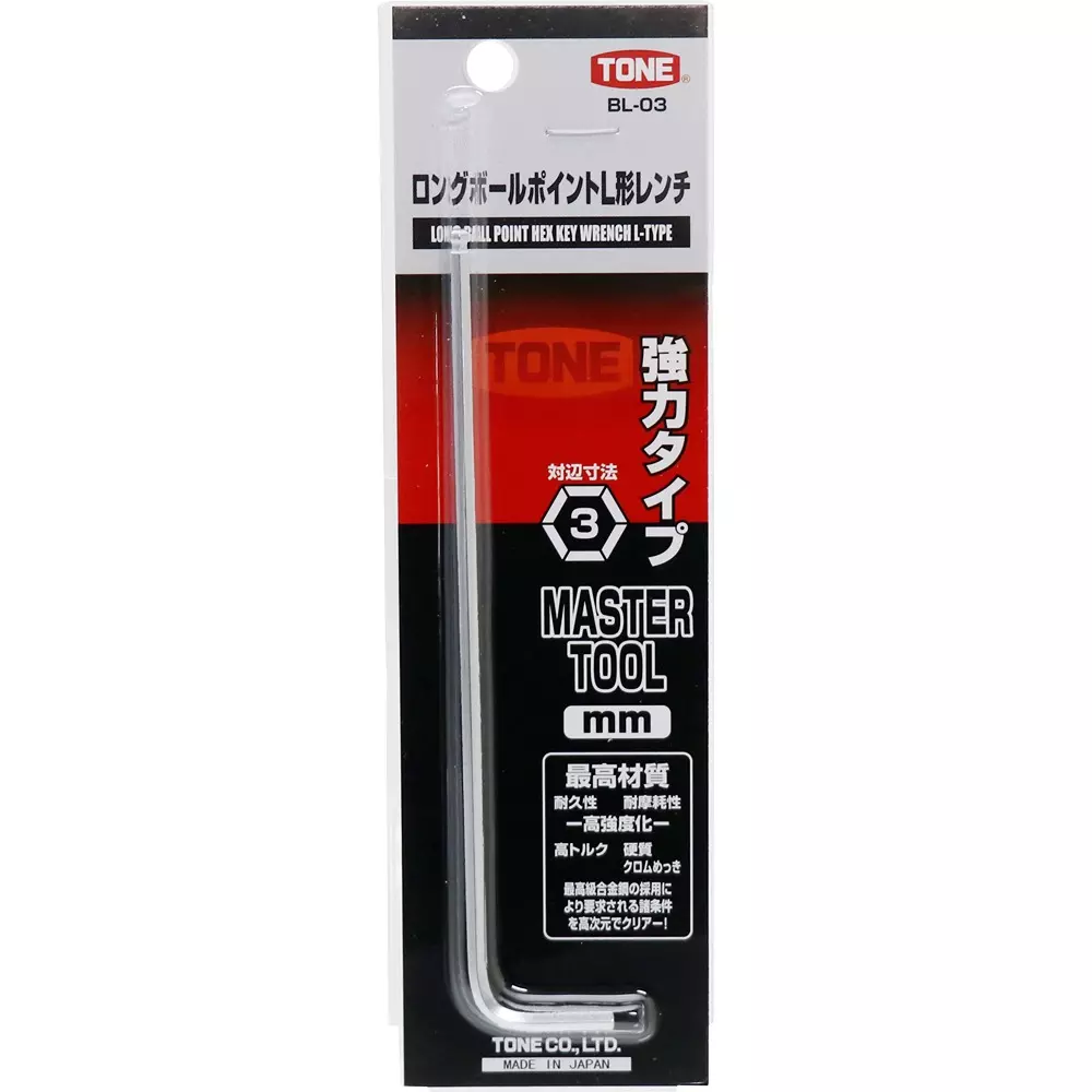 TONELong Ball Point L-Shaped Wrench 127 Length 3 mm, BL-3