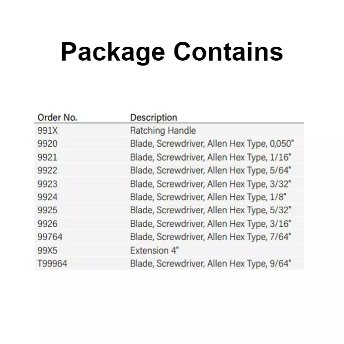 WELLER XCELITE Hex Screwdriver Set, Imperial, 11Pc, 99PS40N