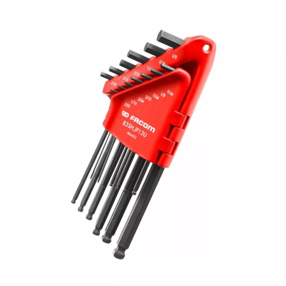 Facom 13 piece L Shape Hex Key Set, 0.050 - 1/16 - 5/64 - 7/64 - 9/64 - 1/4 - 3/32 - 1/8 - 5/32 - 3/16 - 7/32 - 5/16 -, 83SH.JP13U