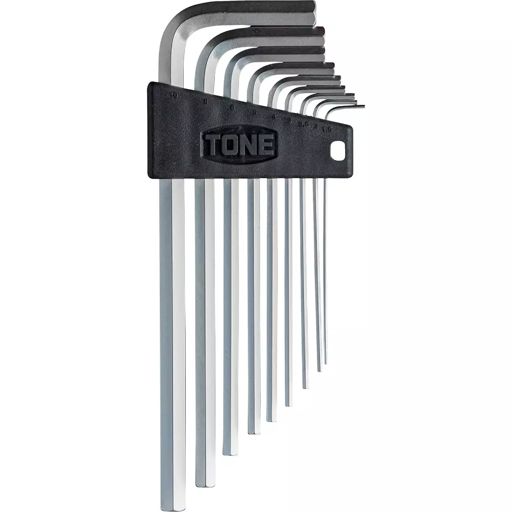 TONE Long Hexagon Stick L-Shaped Wrench Set 1.5, 2, 2.5, 3, 4, 5, 6, 8, 10mm, APL900 (9 Pcs Set)
