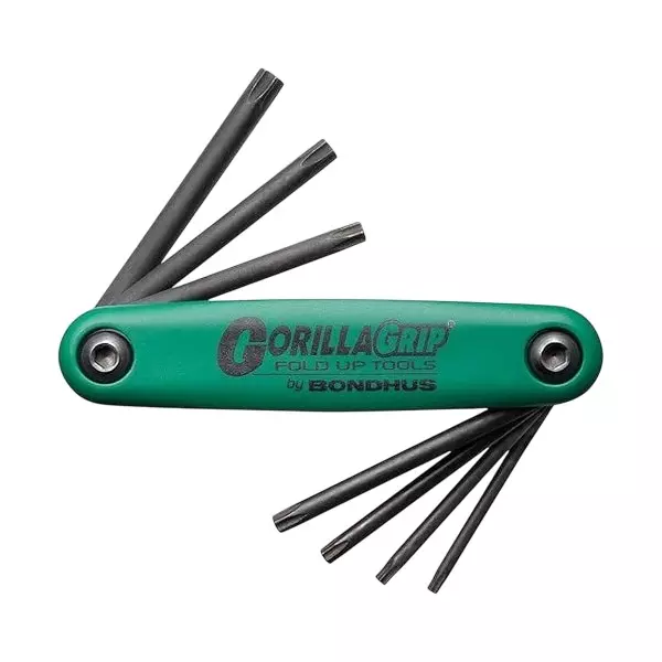 Bondhus 7 in 1 ProGuard Tamper Resistant TORX Screwdrivers Fold Up Set TR7 to TR25, 12636