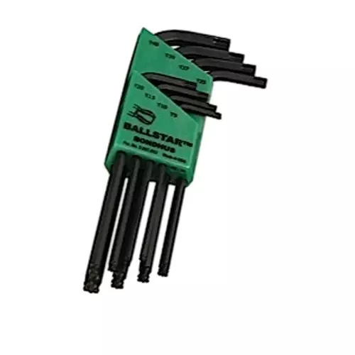 Bondhus ProGuard BallStar Tip Torx L-Wrenches Long Type Protanium High Torque Steel T9 to T40 Size, 11332 (Set of 8)