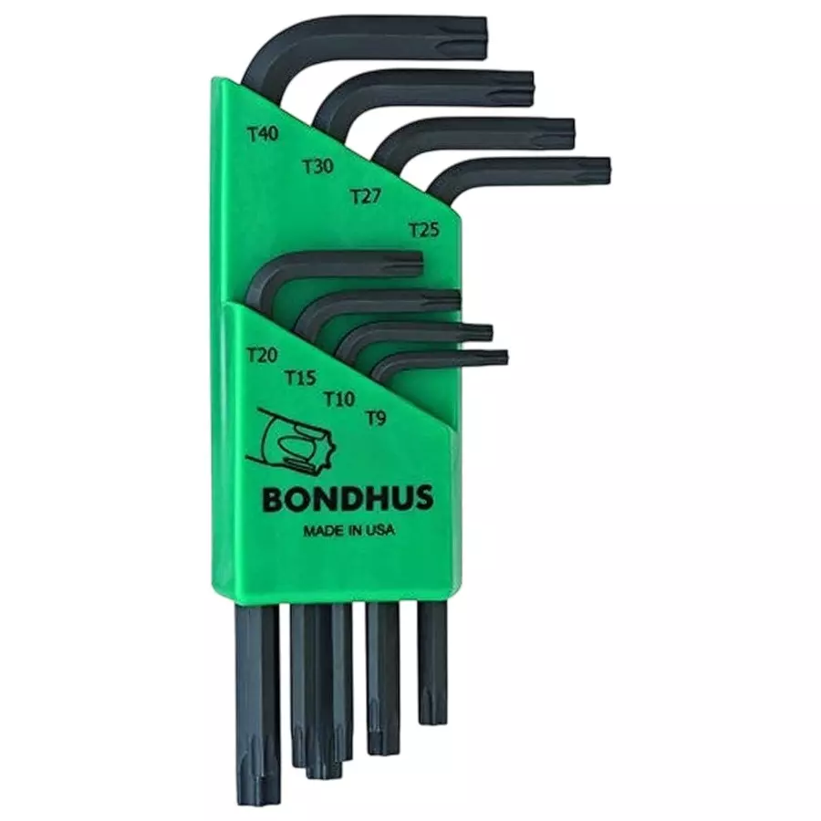 Bondhus ProGuard TORX L-Wrenches Short Arm Protanium Steel T9 to T40 Size, 31734 (Set of 8)