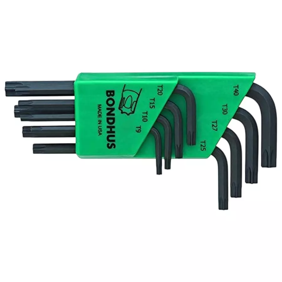 Bondhus ProGuard TORX L-Wrenches Short Arm Protanium Steel T9 to T40 Size, 31734 (Set of 8)