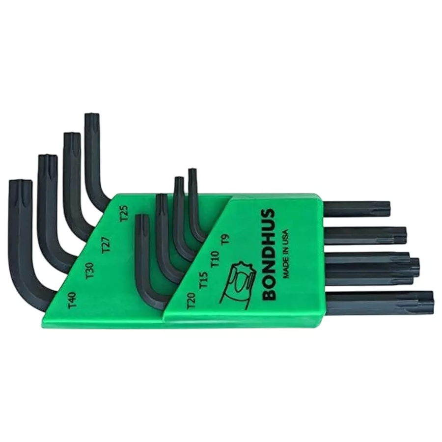 Bondhus ProGuard TORX L-Wrenches Short Arm Protanium Steel T9 to T40 Size, 31734 (Set of 8)