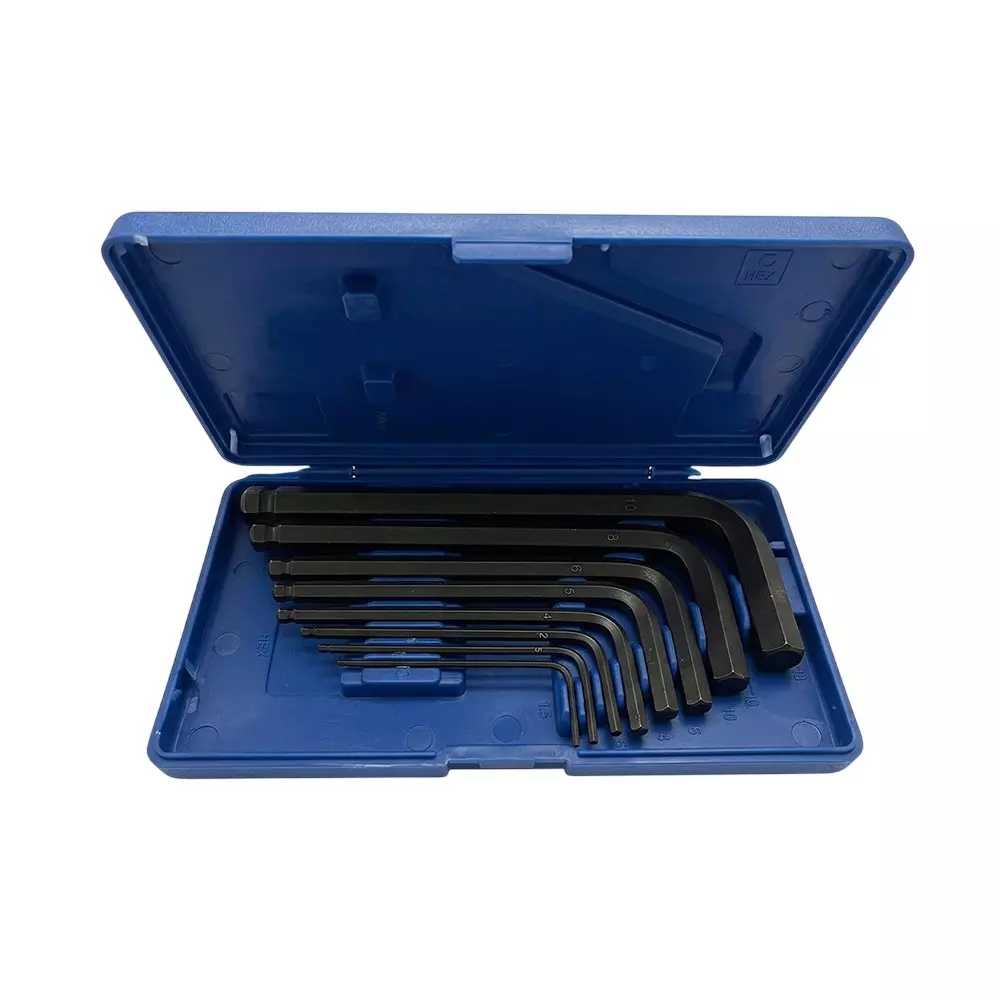 Tata Agrico Torx Key Set Steel L-Shape Grey T-10-50 Size with Blue Plastic Case, TKS001 (Set of 9 Pcs)