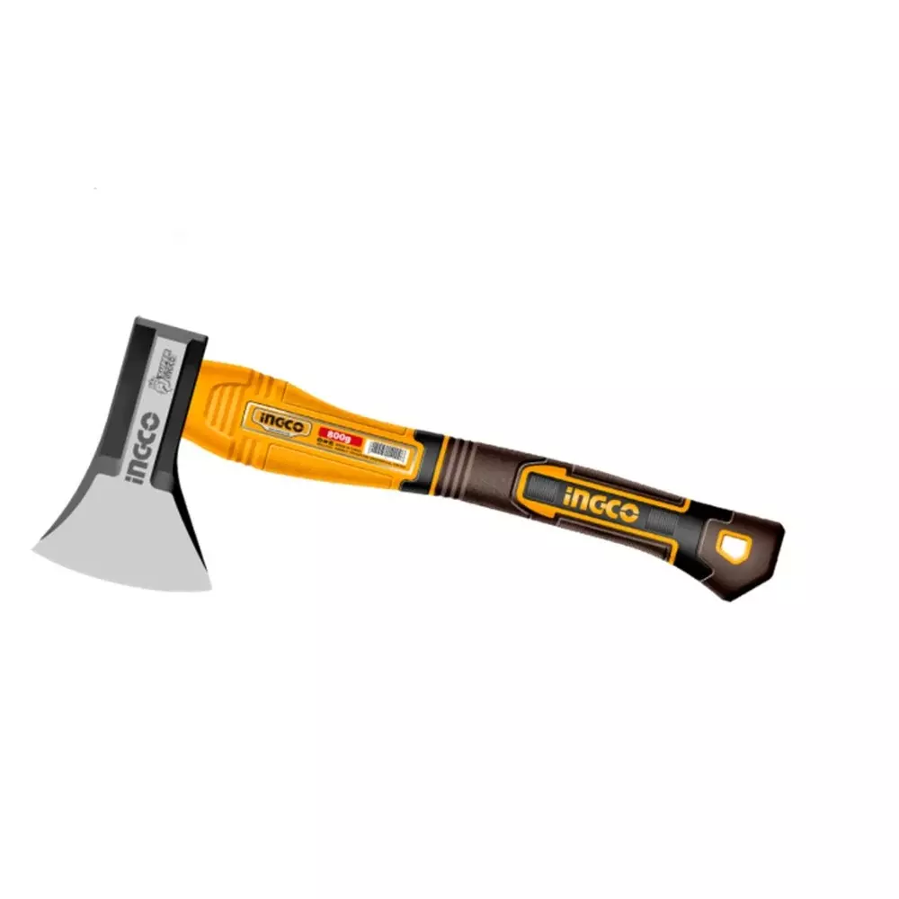 INGCO 800 g Axe with Drop Forged Steel Head, 3 Color Fibreglass Handle and 390 mm Length, HAX081800