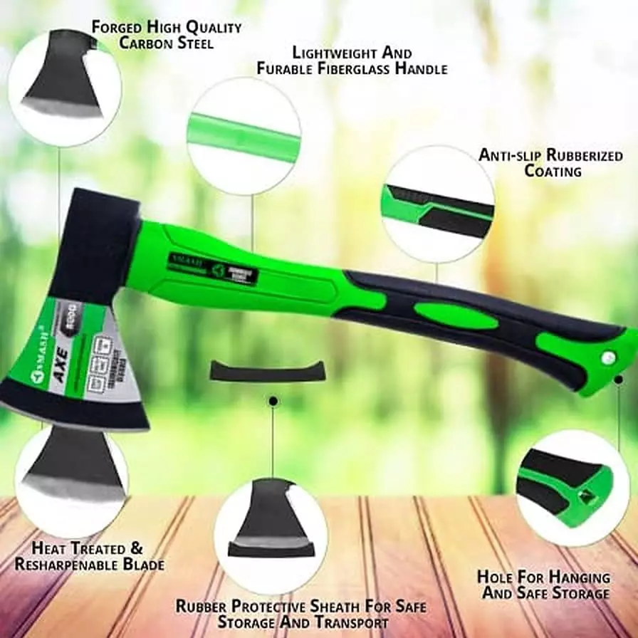 darit-hatchet-axe-green-black-anti-slip-grip-12x6-cm-for-wood-cutting-am-224