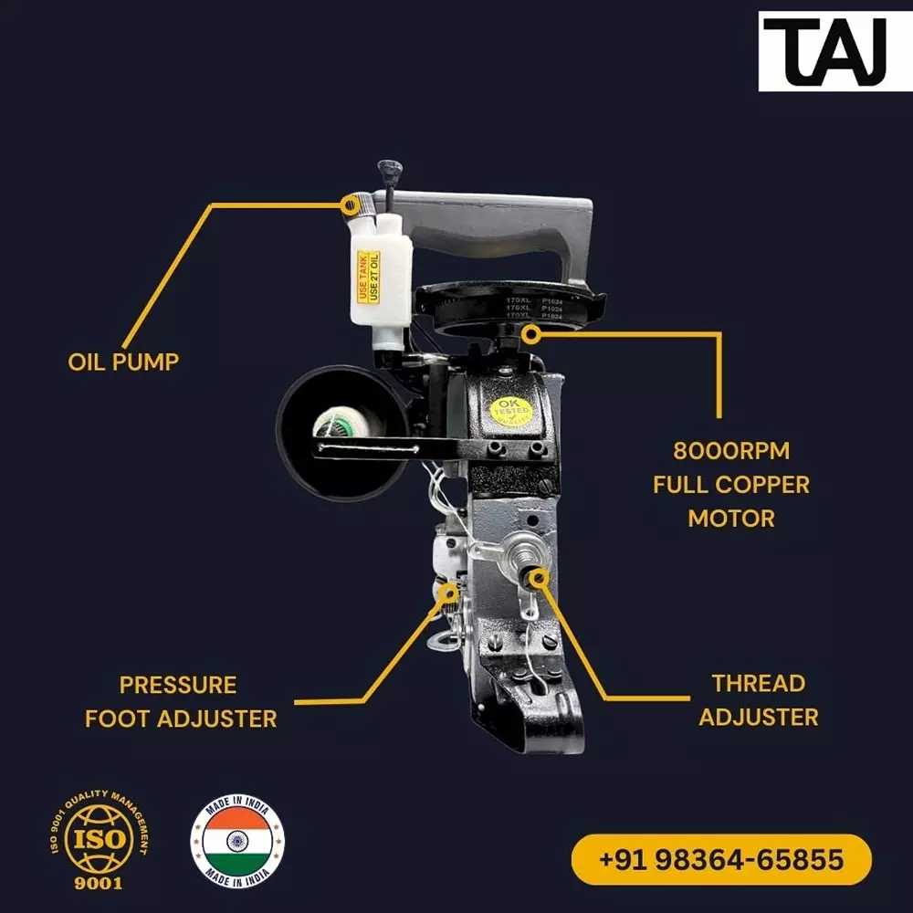 GENERIC Bag Closer Machine With Oil Pump Single Needle 8000 RPM 550 Bags /Hour 6 Kg