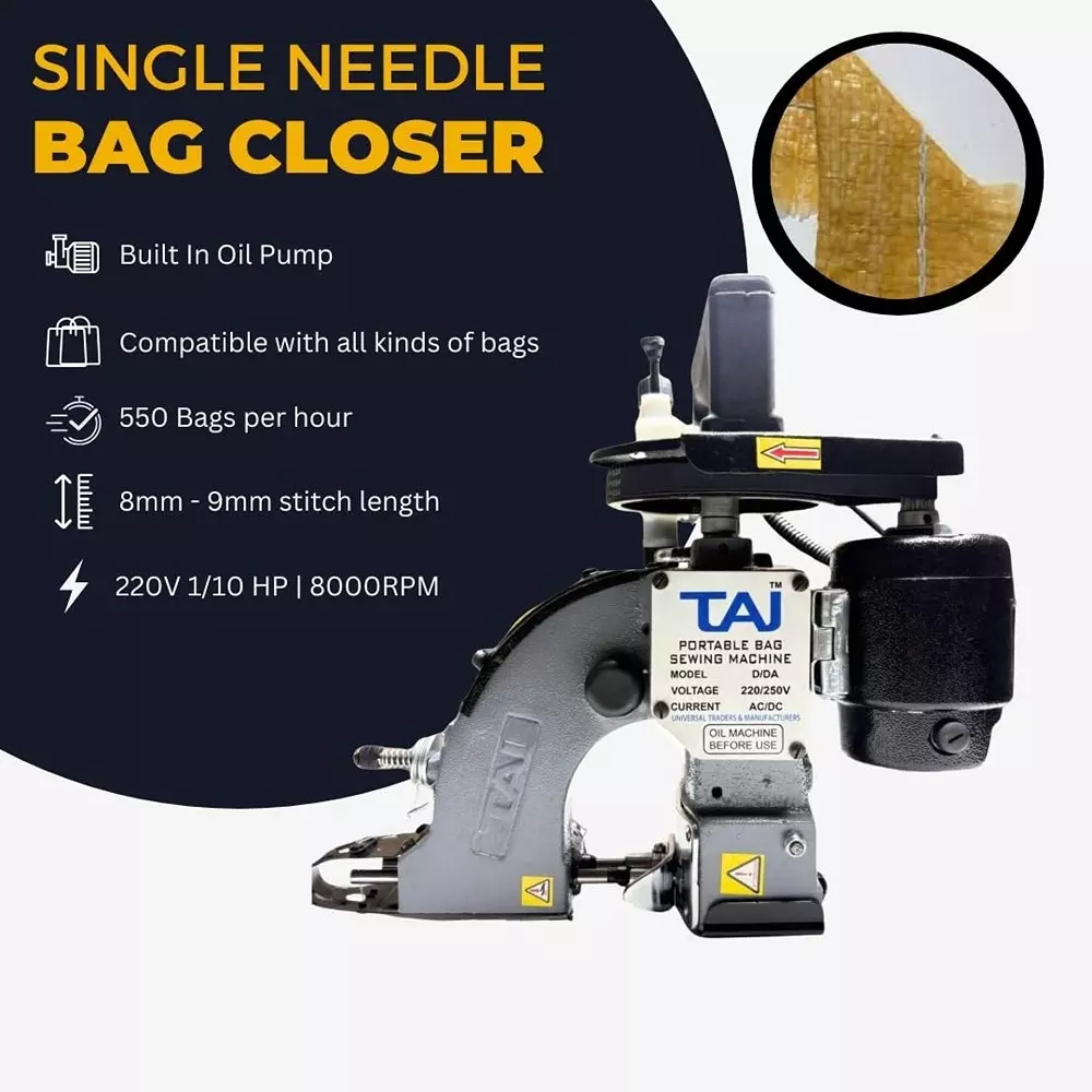 GENERIC Bag Closer Machine With Oil Pump Single Needle 8000 RPM 550 Bags /Hour 6 Kg