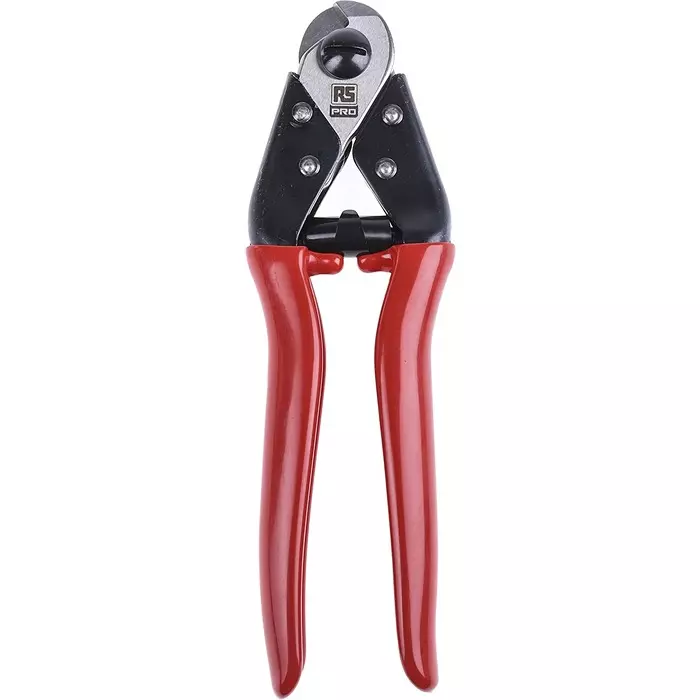 RS PRO Cable Cutter Straight Cutter Red Vinyl Dipping Stainless Steel Steel Wire 190 mm, 4503963
