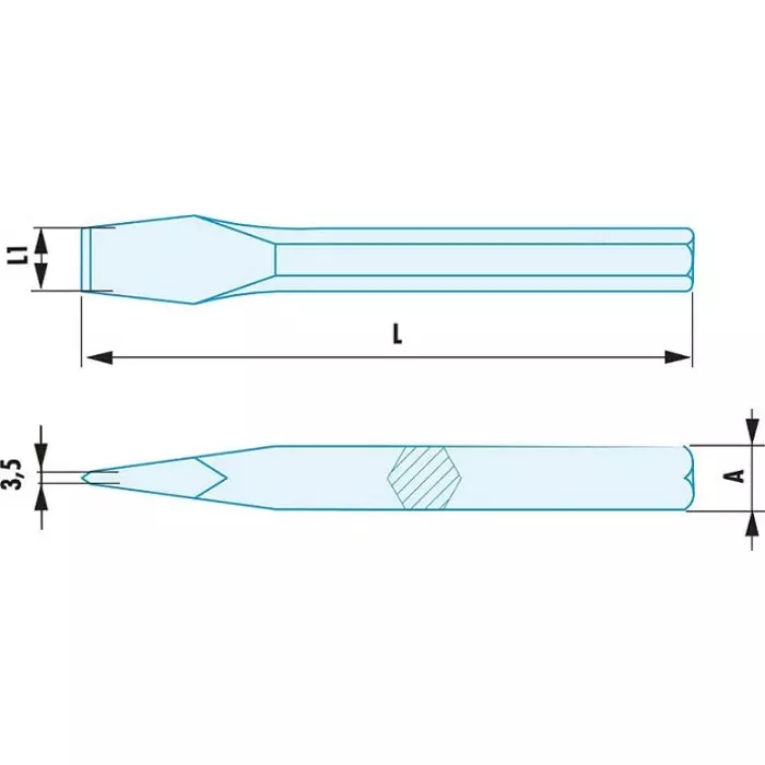 Facom Beryllium Copper Flat Chisel, 600mm Length, 24 mm Blade Width, 265.29SR
