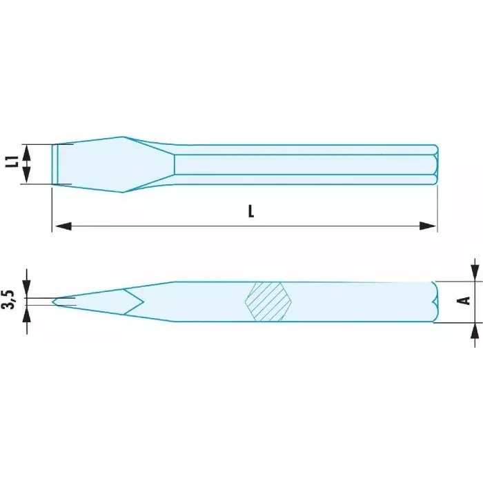 Facom Beryllium Copper Flat Chisel, 350mm Length, 19 mm Blade Width, 265.28SR