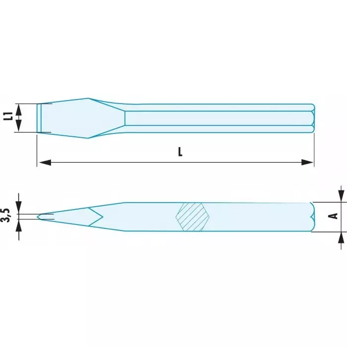 Facom Beryllium Copper Flat Chisel, 300mm Length, 35 mm Blade Width, 263.32SR