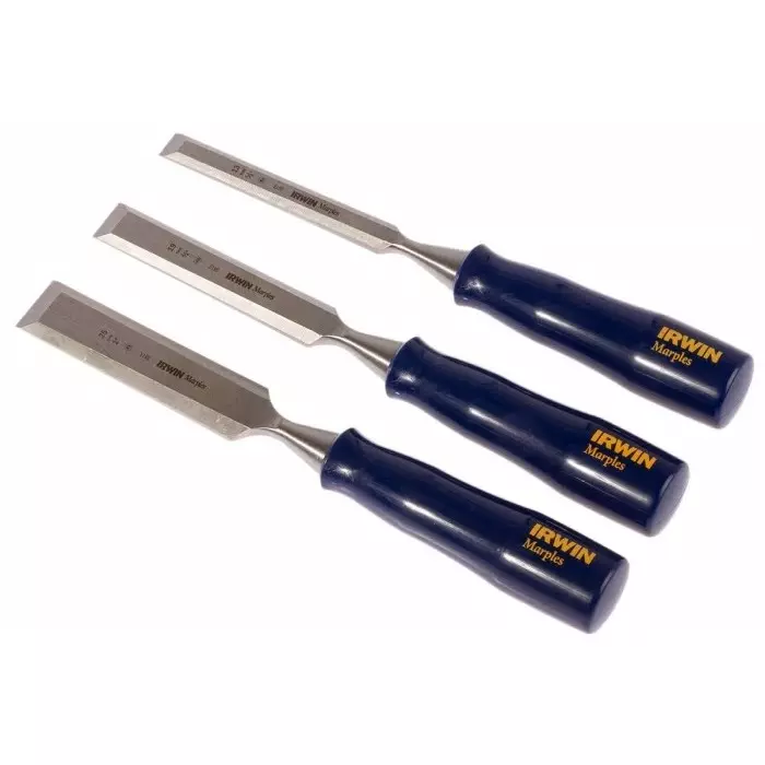 Irwin 3 Piece Steel Bevel Edge Chisel Set, 13.0 mm, 19 mm, 25 mm Blade Width, TM444S3