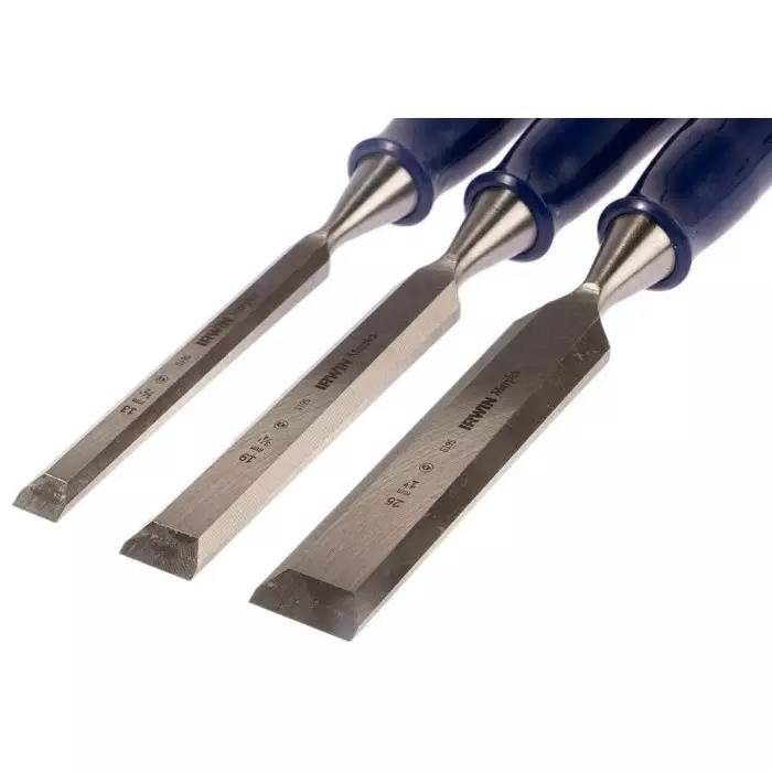 Irwin 3 Piece Steel Bevel Edge Chisel Set, 13.0 mm, 19 mm, 25 mm Blade Width, TM444S3