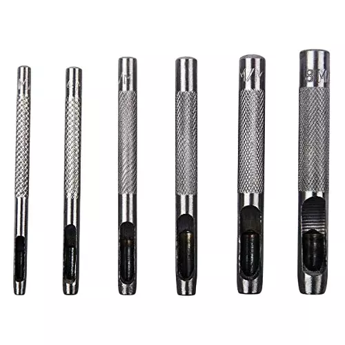 ATOZSHOP11 Hollow Punch Set Silver Manual Operated Metal (Set of 6 Pcs)