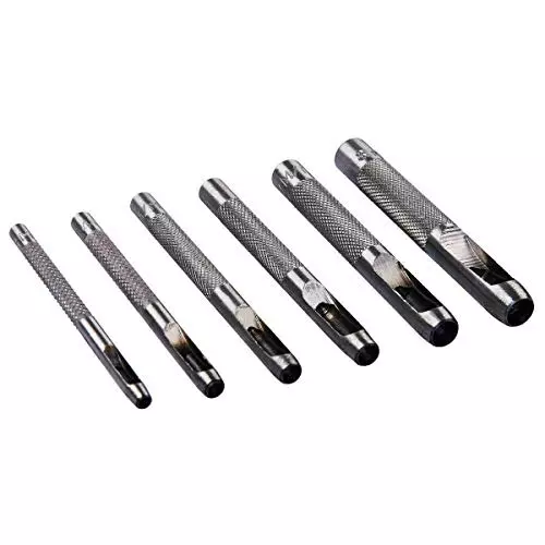 ATOZSHOP11 Hollow Punch Set Silver Manual Operated Metal (Set of 6 Pcs)