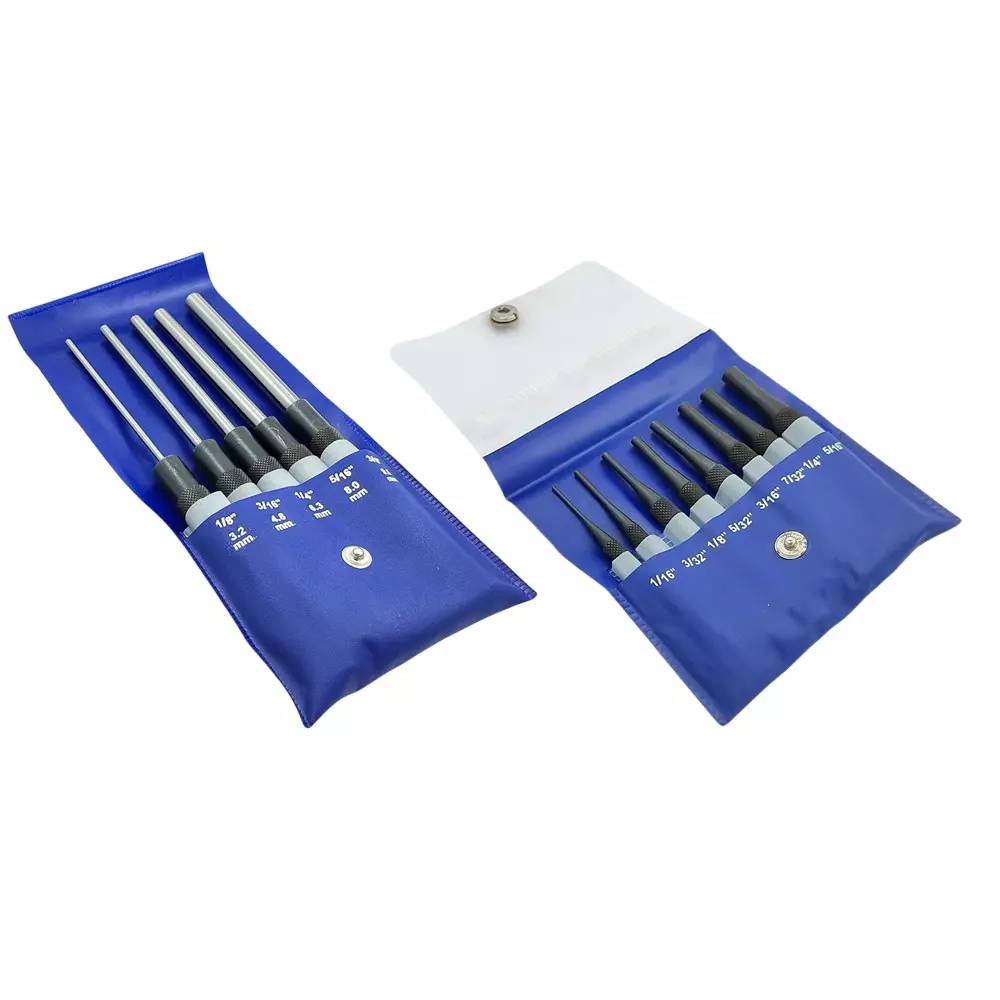 A.D INTERNATIONAL Long and Short Drive Bolt Catch Roll Pin Punch Set Imperial Standard Hardened and Ground Finish, FC-TNT0-7HNE (Set of 13)