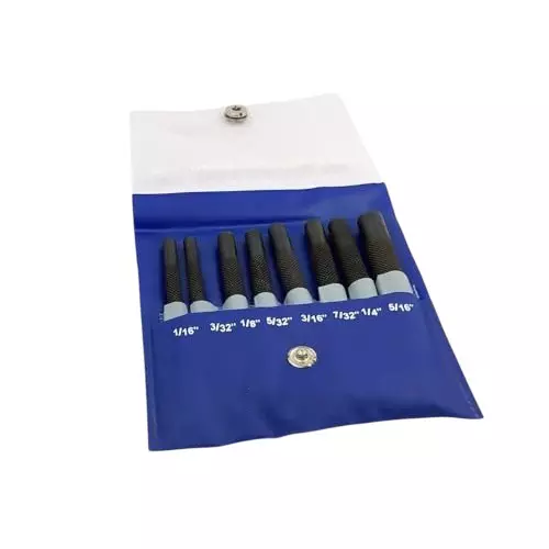 A.D INTERNATIONAL Long and Short Drive Bolt Catch Roll Pin Punch Set Imperial Standard Hardened and Ground Finish, FC-TNT0-7HNE (Set of 13)