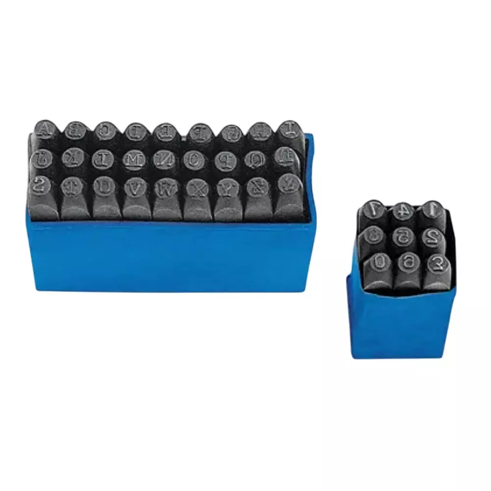 Ajay Letter and Number Punch Set Black Carbon Steel 2.5 mm (3/32 inch), AJ-228/SET (Pack of 36 Pcs)