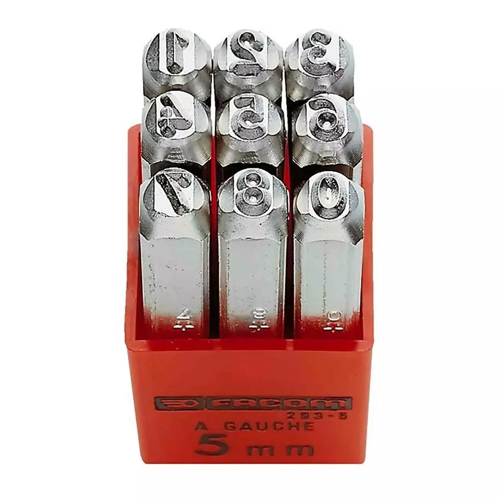 Facom 5mm x 9 Piece Engraving Punch Set, (0 - 9), 293A.5