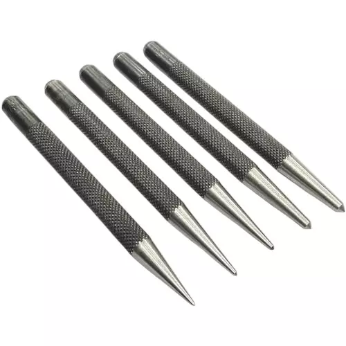 A.D INTERNATIONAL Center Punch Imperial Standard Tool Steel Body for Hard Metal and Wood Working, KU-1PFK-DDSF (Set of 5)