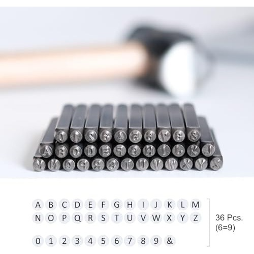 A.D INTERNATIONAL A-Z Letter and 0-9 Number Punch Set Combo Size 12 mm (1/2 inch) and Carbon Tool Steel Body, XU-OW5X-DIYF (Set of 36)