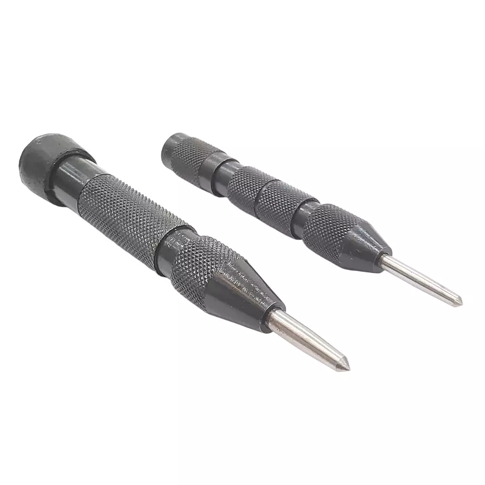 A.D INTERNATIONAL Heavy and Medium Duty Automatic Center Pin Punch Spring Loaded 6 and 5 inch Length with Adjustable Force, L5-PKZT-YNWK (Set of 2)